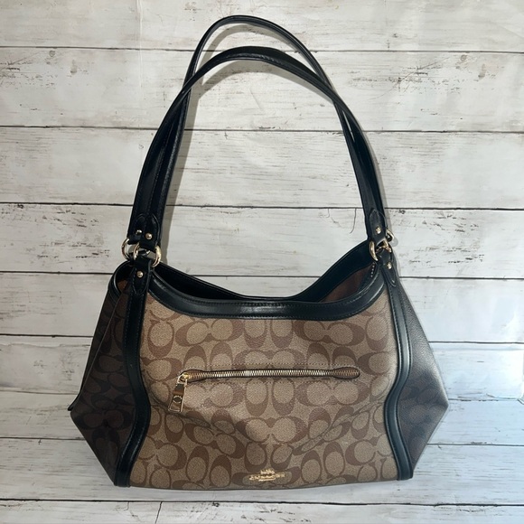 Coach Kristi Shoulder Bag Signature Canvas 2022 Brown - Picture 2 of 8